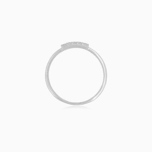 White Gold Minimalist Zircon Crown Ring