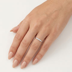 White Gold Minimalist Zircon Crown Ring
