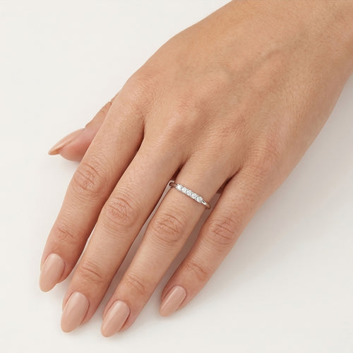White Gold Minimalist Zircon Crown Ring