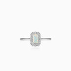 Royal opal and cubic zirconia white gold ring