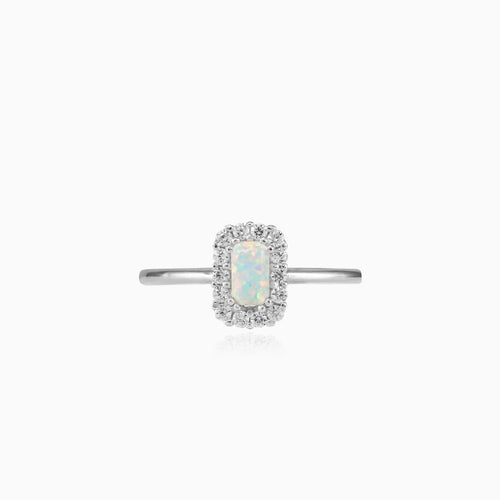 Royal opal and cubic zirconia white gold ring