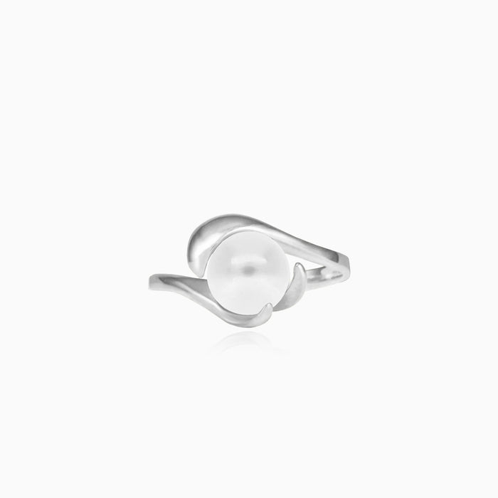 Bague Femme Perle Unique Or Blanc