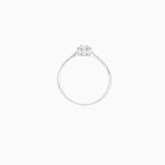 White gold oval cut cubic zircon ring