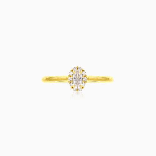 Oval cubic zirconia gold ring