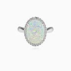White opal ring with royal sparkle