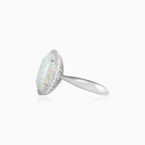 White opal ring with royal sparkle