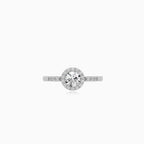 White Gold Halo Zircon Ring