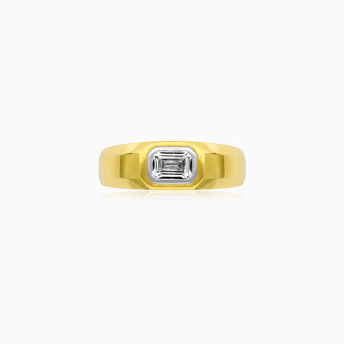 Yellow Gold Emerald Cut Signet Ring