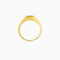 Yellow Gold Emerald Cut Signet Ring