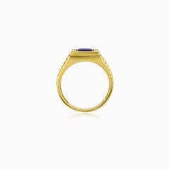 Golden Zircon Signet Ring