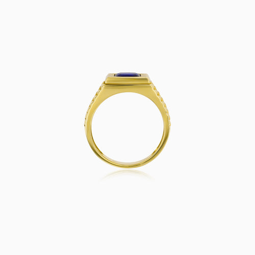 Golden Zircon Signet Ring