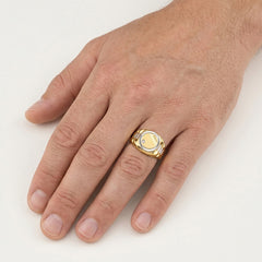 Vintage Two-Tone Gold Signet Ring With Cubic Zirconia