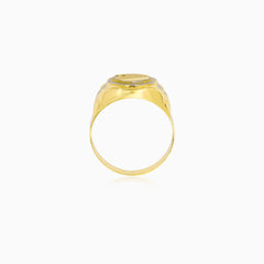 Vintage Two-Tone Gold Signet Ring With Cubic Zirconia