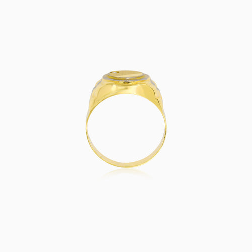 Vintage Two-Tone Gold Signet Ring With Cubic Zirconia