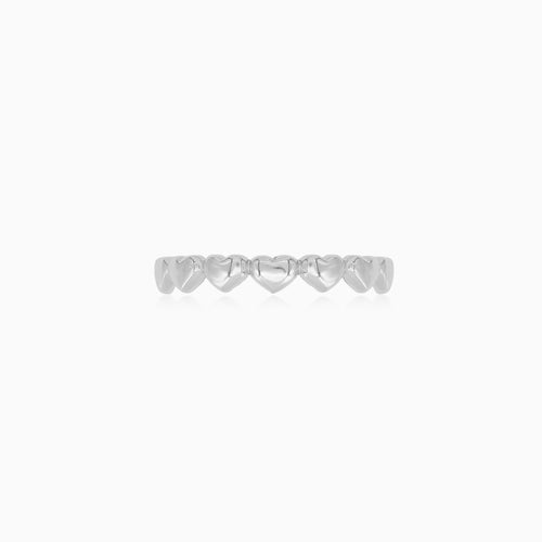 White Gold Textured Band Ring
