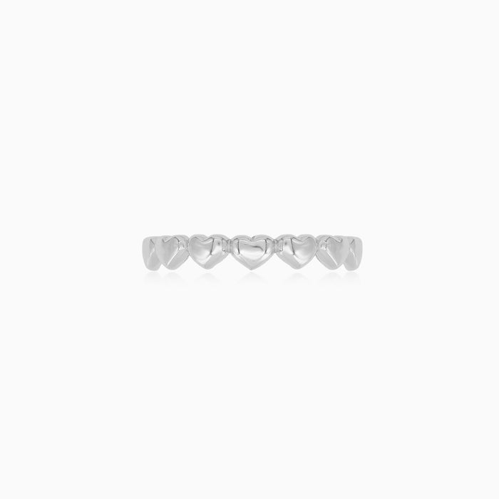 White Gold Textured Band Ring