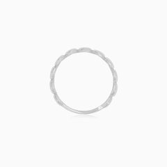 White Gold Textured Band Ring