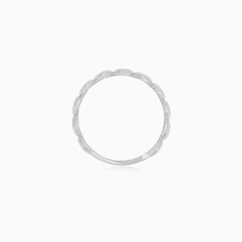 White Gold Textured Band Ring
