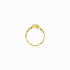 Yellow gold ring with rhombus cubic zircon