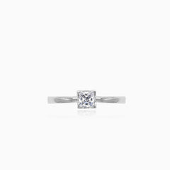 White gold ring with squared cubic zircon