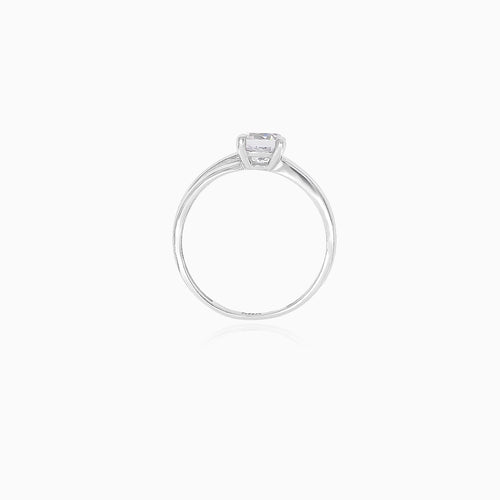 White gold classic cubic zircon ring