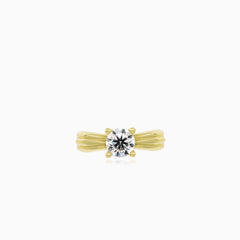 Yellow gold classic cubic zircon ring