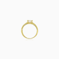 Yellow gold classic cubic zircon ring