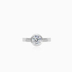 White gold bezel set lustrous ring