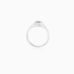 White gold bezel set lustrous ring