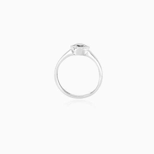 White gold bezel set lustrous ring