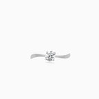 White Gold Solitaire Zircon Ring
