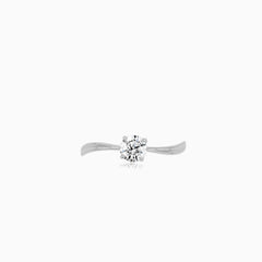 White Gold Solitaire Zircon Ring
