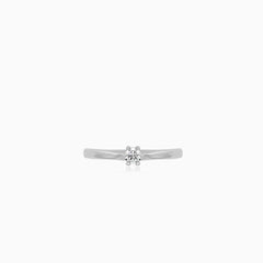 White Gold Solitaire Zircon Ring