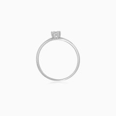 White Gold Solitaire Zircon Ring