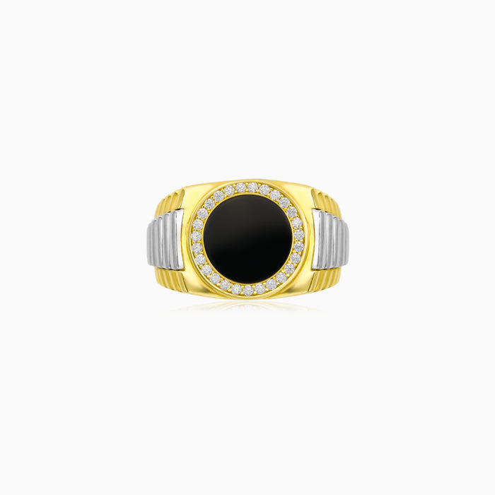 Two-Tone Gold Onyx Signet Ring