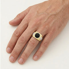 Two-Tone Gold Onyx Signet Ring