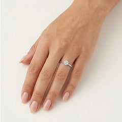 White Gold Solitaire Engagement Ring with Round Zirconia