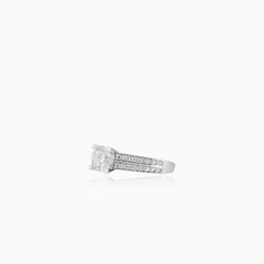 Elegant ring with double cubic zirconia rows