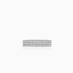 White gold ring with  horizontal cubic zirconia rows