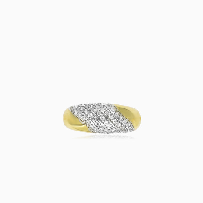 Gelb- und Weißgold Zirkonia Ring