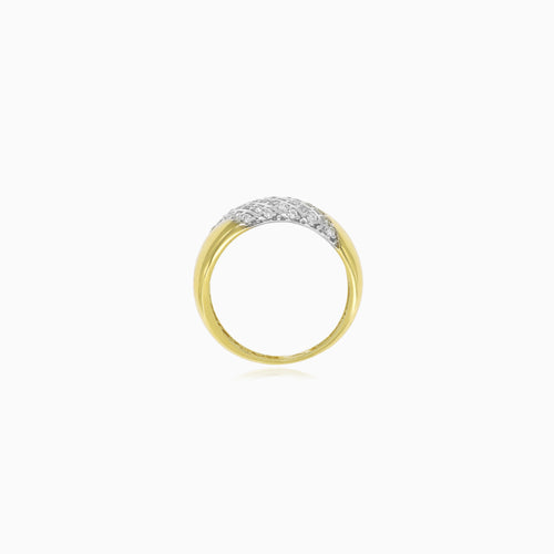 Yellow and white gold cubic zirconia ring