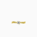 Yellow gold solitaire cubic zirconia ring