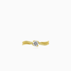 Yellow gold solitaire cubic zirconia ring