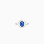Royal sapphire and zirconia women ring
