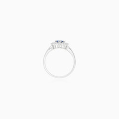 Royal sapphire and zirconia women ring