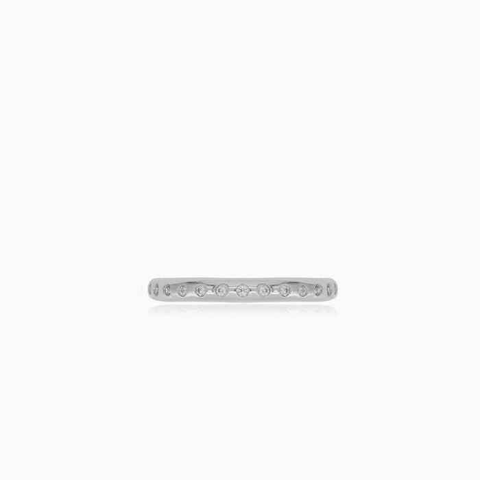 White Gold Bezel Set Zircon Ring