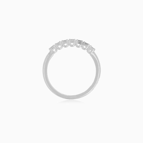 White Gold Half Eternity Zircon Ring
