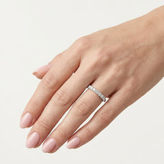 White Gold Half Eternity Zircon Ring