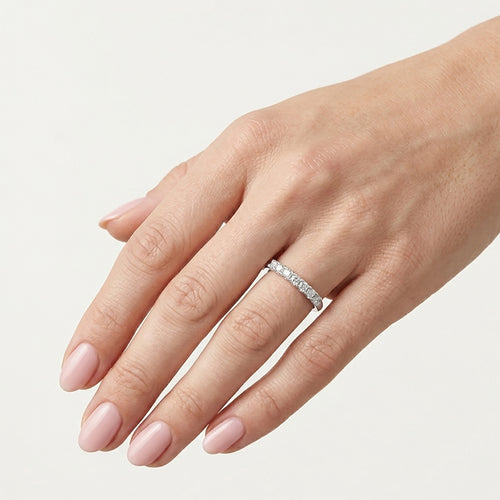 White Gold Half Eternity Zircon Ring
