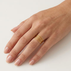 Minimalist Yellow Gold Multi-Band Ring